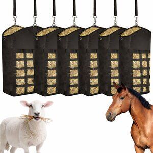 Hay Bag for Horses Goat: 6pcs Large Capacity Oxford Hay Feeder Bag with Hay Nets